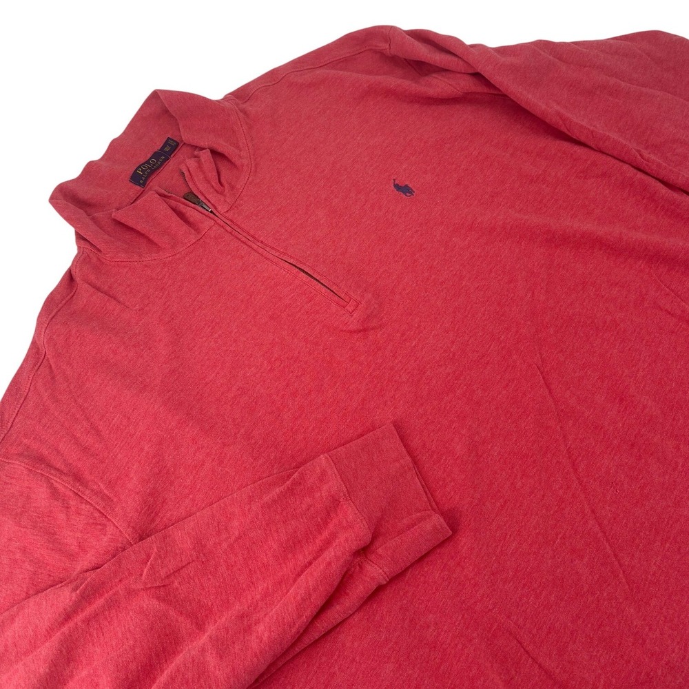 Polo Ralph Lauren Pullover Mens 3XLT 1/4 Zip Sweater Red Heather Cotton Blend